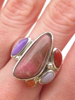 Whitney Kelly Sterling Silver Multi-Gemstone Cluster Ring Sz 10